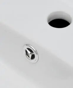 Ceramic Bathroom Sink Basin Faucet/Overflow Hole White Rectangular