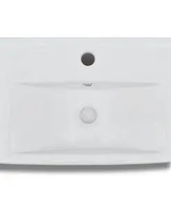 Ceramic Bathroom Sink Basin Faucet/Overflow Hole White Rectangular