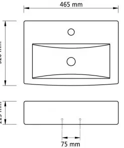Ceramic Bathroom Sink Basin Faucet/Overflow Hole White Rectangular