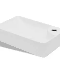 vidaXL Ceramic Bathroom Sink Basin with Faucet Hole White