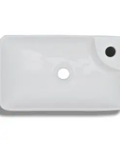 vidaXL Ceramic Bathroom Sink Basin with Faucet Hole White