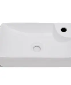 vidaXL Ceramic Bathroom Sink Basin with Faucet Hole White