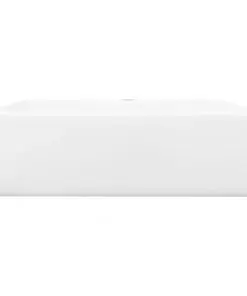 Ceramic Bathroom Sink Basin with Faucet Hole White Square