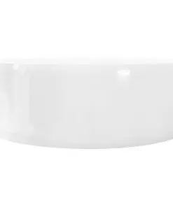 vidaXL Ceramic Bathroom Sink Basin Faucet/Overflow Hole White Round