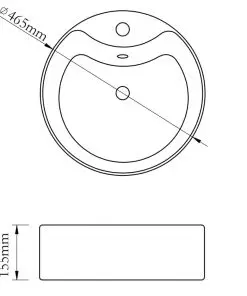 vidaXL Ceramic Bathroom Sink Basin Faucet/Overflow Hole White Round