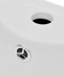 vidaXL Ceramic Stand Bathroom Sink Basin Faucet/Overflow Hole White