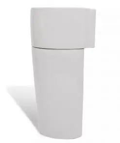 vidaXL Ceramic Stand Bathroom Sink Basin Faucet/Overflow Hole White