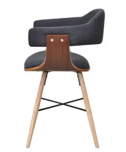 vidaXL Dining Chairs 6 pcs Dark Grey Bent Wood and Fabric