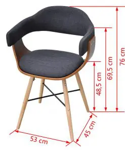 vidaXL Dining Chairs 6 pcs Dark Grey Bent Wood and Fabric
