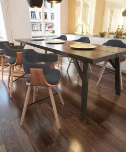 vidaXL Dining Chairs 6 pcs Dark Grey Bent Wood and Fabric