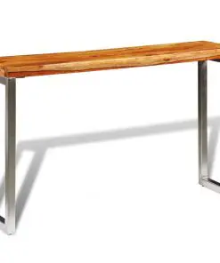 vidaXL Solid Sheesham Wood Console Table with Steel Leg