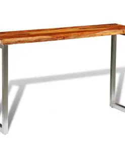 vidaXL Solid Sheesham Wood Console Table with Steel Leg