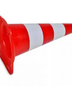 10 Reflective Traffic Cones Red and White 50 cm
