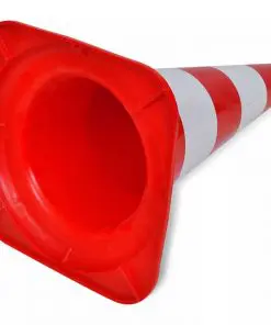 10 Reflective Traffic Cones Red and White 50 cm