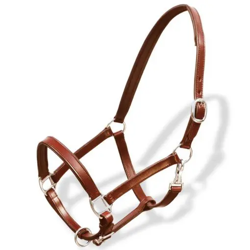 vidaXL Real Leather Headcollar Stable Halter Adjustable Brown Pony