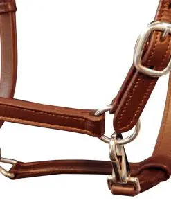 vidaXL Real Leather Headcollar Stable Halter Adjustable Brown Pony