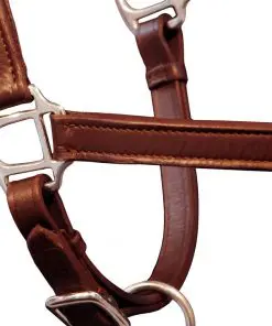 vidaXL Real Leather Headcollar Stable Halter Adjustable Brown Pony