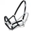 vidaXL Real Leather Headcollar Stable Halter Adjustable Black Cob vidaXL Real Leather Headcollar Stable Halter Adjustable Black Cob