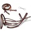 vidaXL Leather Flash Bridle with Reins and Bit Brown Pony vidaXL Leather Flash Bridle with Reins and Bit Brown Pony