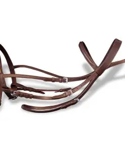 vidaXL Leather Flash Bridle with Reins and Bit Brown Pony