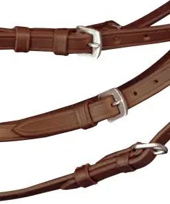vidaXL Leather Flash Bridle with Reins and Bit Brown Full