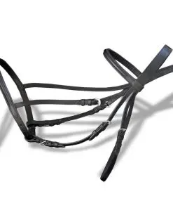 vidaXL Leather Flash Bridle with Reins and Bit Black Cob