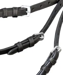 vidaXL Leather Flash Bridle with Reins and Bit Black Cob