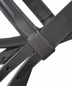 vidaXL Leather Flash Bridle with Reins and Bit Black Cob