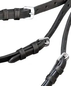 vidaXL Leather Flash Bridle with Reins and Bit Black Full