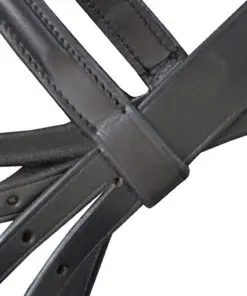 vidaXL Leather Flash Bridle with Reins and Bit Black Full