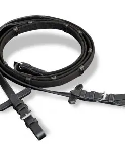 vidaXL Leather Flash Bridle with Reins and Bit Black Full