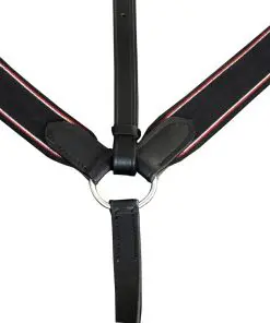 vidaXL Leather Elastic Breastplate Martingale Adjustable Black Pony