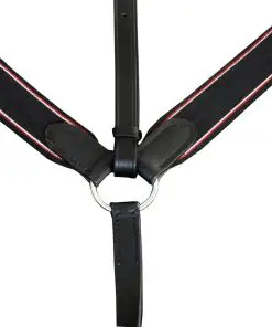 vidaXL Leather Elastic Breastplate Martingale Adjustable Black Full