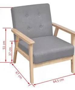 vidaXL Armchair Light Grey Fabric