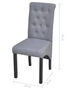 vidaXL Dining Chairs 2 pcs Light Grey Fabric