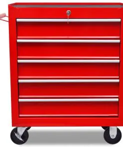 vidaXL Workshop Tool Trolley 5 Drawers Red