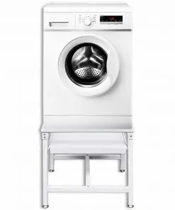 Washing Machine Pedestal with Pull-Out Shelf White