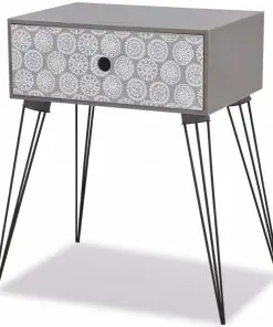 vidaXL Nightstand with 1 Drawer Rectangular Grey
