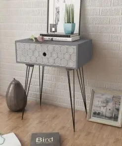 vidaXL Nightstand with 1 Drawer Rectangular Grey
