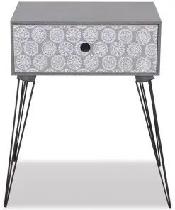 vidaXL Nightstand with 1 Drawer Rectangular Grey