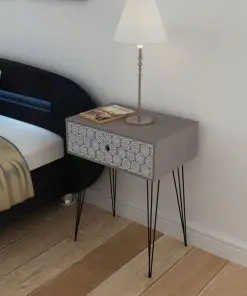 vidaXL Nightstand with 1 Drawer Rectangular Grey