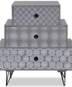 vidaXL Nightstand with 3 Drawers Grey