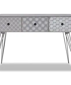 vidaXL Console Table with 3 Drawers Grey
