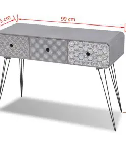 vidaXL Console Table with 3 Drawers Grey