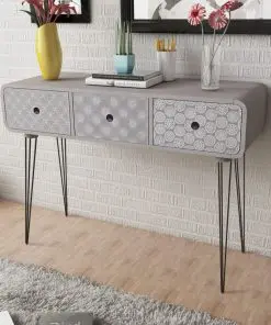 vidaXL Console Table with 3 Drawers Grey