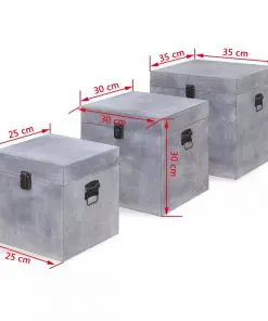 vidaXL Storage Box Concrete 3 pcs Square Grey MDF