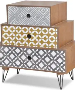 vidaXL Nightstand with 3 Drawers Brown