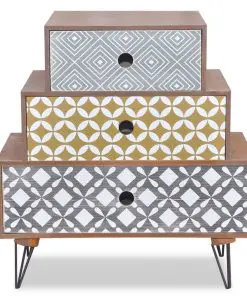 vidaXL Nightstand with 3 Drawers Brown