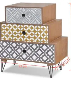 vidaXL Nightstand with 3 Drawers Brown