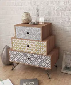 vidaXL Nightstand with 3 Drawers Brown